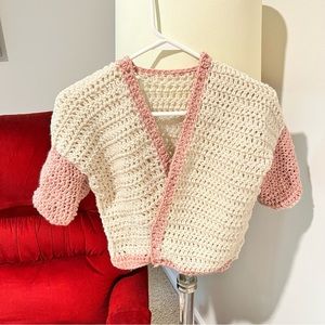 Childs Pink & cream color cardigan